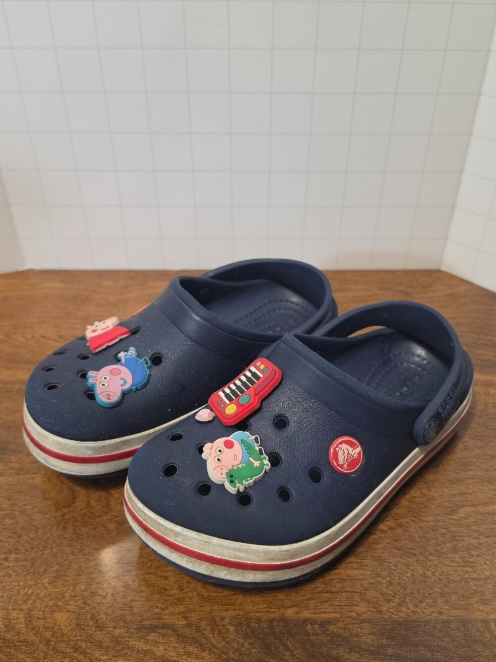 Crocs Kids Navy Crocband Clogs C11 Peppa Pig Jibbitz Toddler